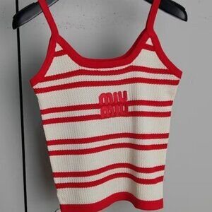 Miu Miu Women's Red Knit Fashion Sports Vest